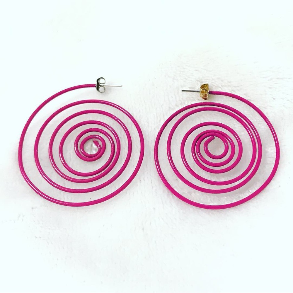 Vintage Magenta Spiral Earrings